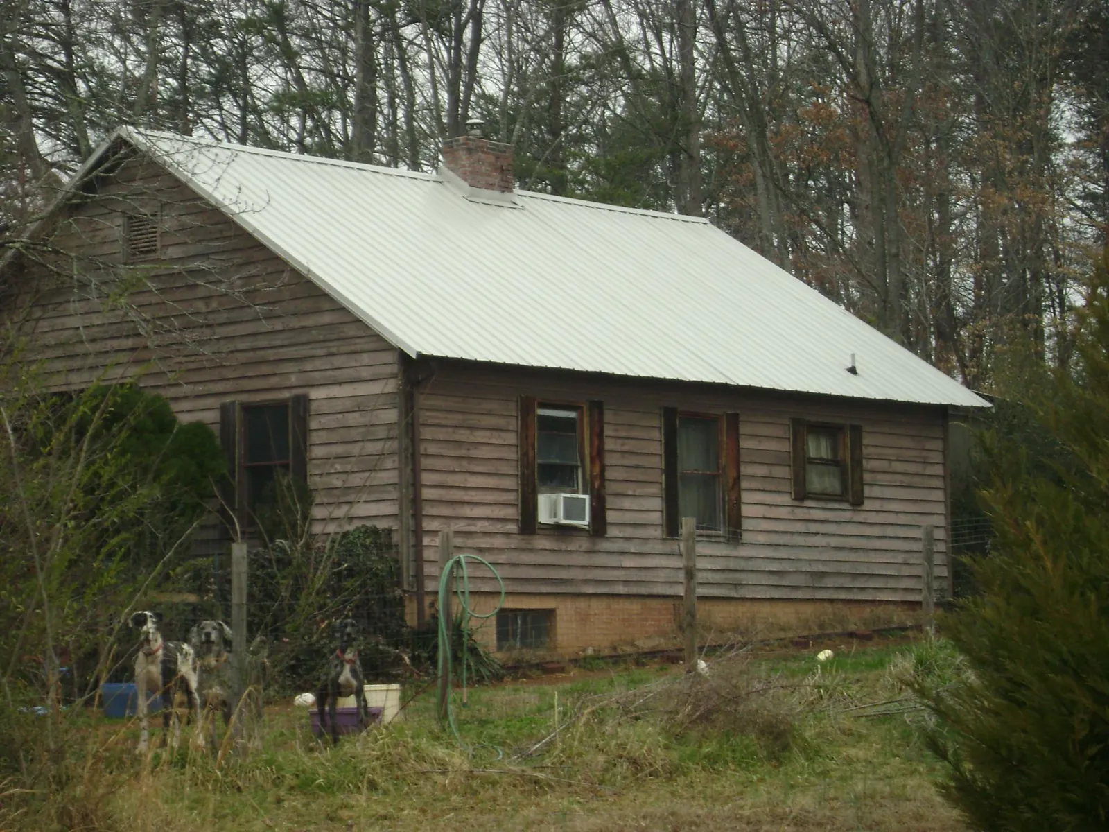 White metal roof on an old wood sided farmhouse, from a Asphalt Shingle Roof Repair job in Rhinecliff